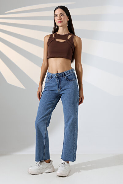sports here Girl'S/Women's High Waist Cut-Off Leg Comfortable Fit Blue Denim ...