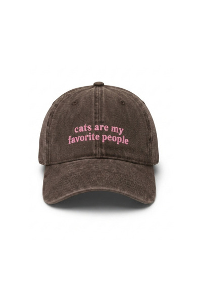 Tresore Cats Are My Favorite People Embroidered Cotton Fabric Washable Cap / ...