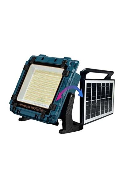 DLC Powerful Floodlight with Solar Panel, Solar and Electric Charging, 200W, ...