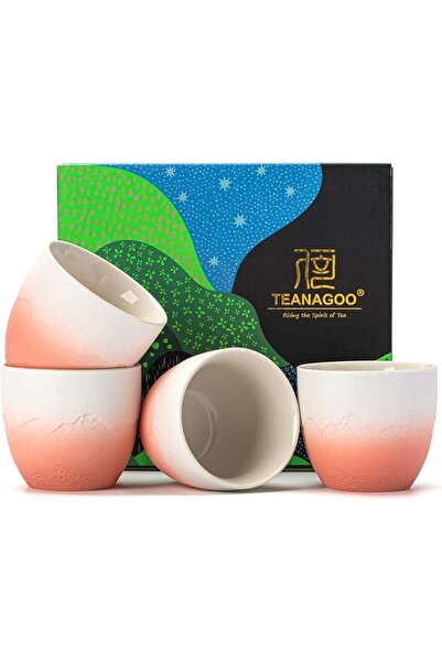TEANAGOO طقم أكواب بدون مقبض من تيناغو، مصنوع من السيراميك، سعة 5.6 أونصة، با...