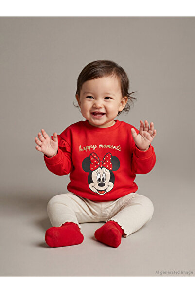 LC Waikiki Minnie Mouse Licensed Baby Girl Sweatshirt and Leggings