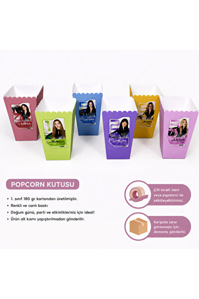 Cutelier Manifest Popcorn Mısır Kutusu 6'lı – Doğum Günü Parti Malzemesi Cips...