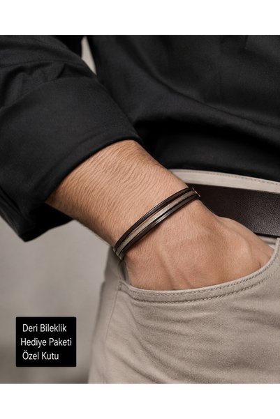 HER ŞEY NOTA www.herseynota.com Wristelle – سوار جلدي رجالي متعدد الطبقات قاب...