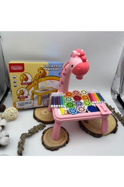 Choice Pink 12pcs Slides Kids' Drawing Table with Projection, Mini Multifunct...
