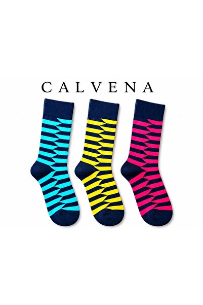 Calvena جوارب قطنية للرجال من سلسلة Vortex مكونة من 3 أزواج
