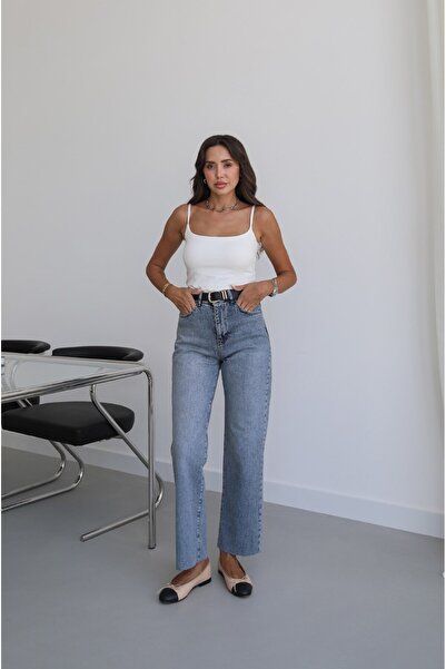 Havoş Light Blue Cuffed Belted Jeans