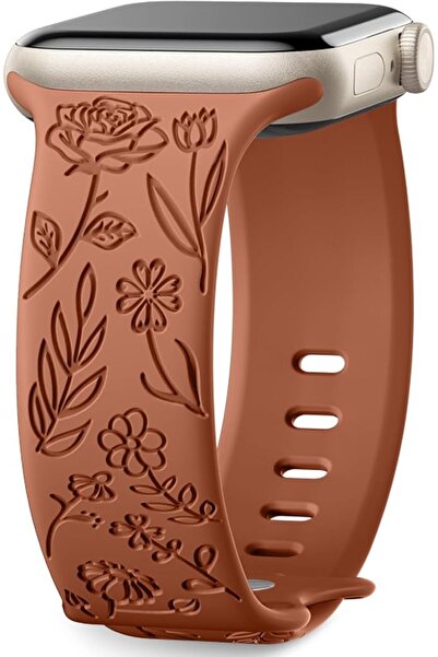 Upeak Floral Engraved Strap Compatible with Apple Watch Band 38mm 40mm 41mm f...