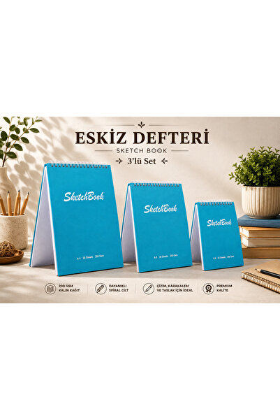 Pagos Yayınları Wise Owl 3’lü Eskiz Defteri Seti A4 A5 A6 – 200 Gr 30 Yaprak ...
