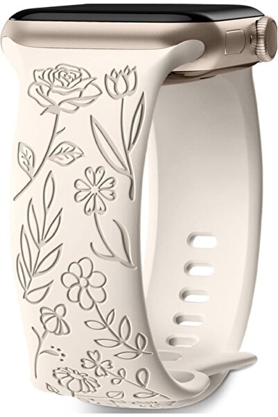 Upeak Floral Engraved Strap Compatible with Apple Watch Band 38mm 40mm 41mm f...