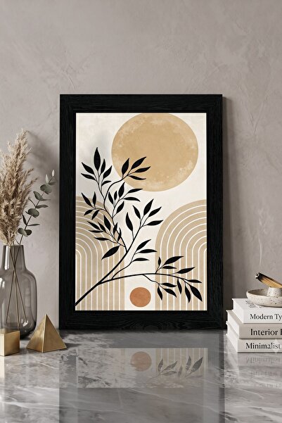 KOLAJTASARIM 1 Piece Black Wood Frame Look Mdf Table — Bohemian Leaf Desktop ...