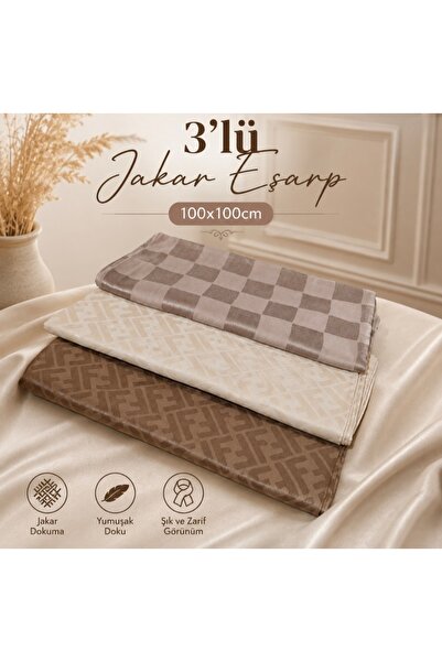 Altınoluk Tekstil Jakar Eşarp 3'lü Paket 100x100 cm