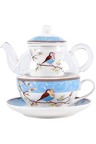 GENERAL Porcelain Tea Set for One Person, Made of Ceramic, Includes a Teapot,...