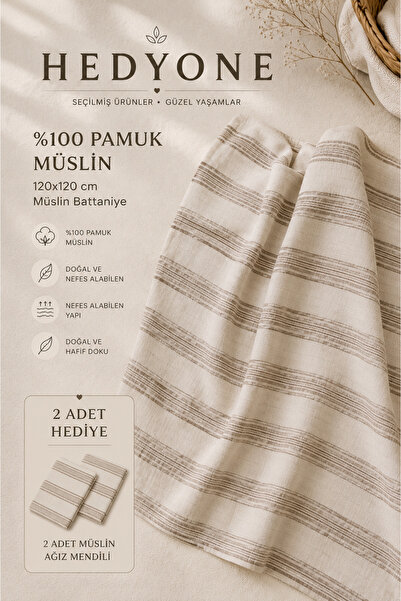 HEDYONE Washed 100% Cotton Muslin Baby Blanket Multi-Purpose Cover 120X120 cm