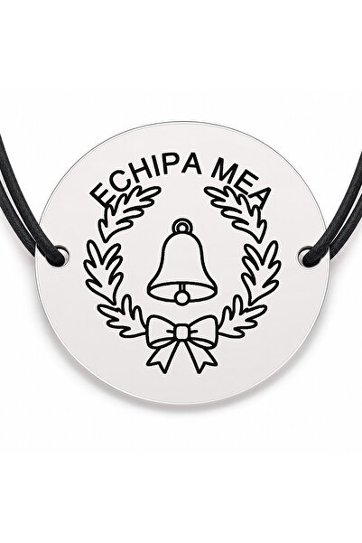 Simoshop Brățară argint 925 cu bănuț gravat coronita cu clopotel, șnur negru ...