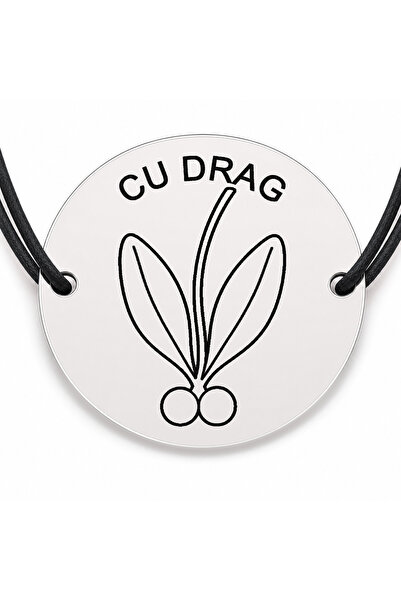 Simoshop Brățară argint 925 cu bănuț gravat vasc cu doua boabe, șnur negru re...