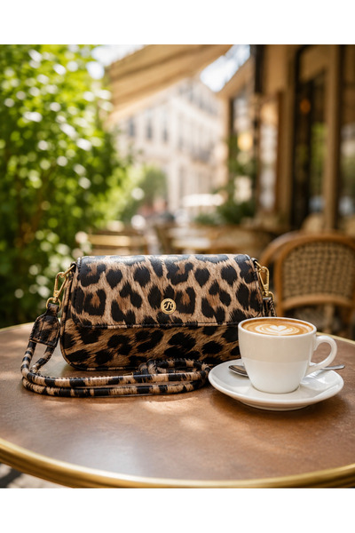Kumru Studio Leopard Patterned Baguette Shoulder Bag – Brown & Black