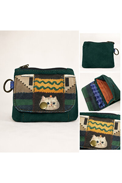 Street Bag Cat Patterned Multi-Pocket Wallet Daily Travel Easy to Use Portabl...