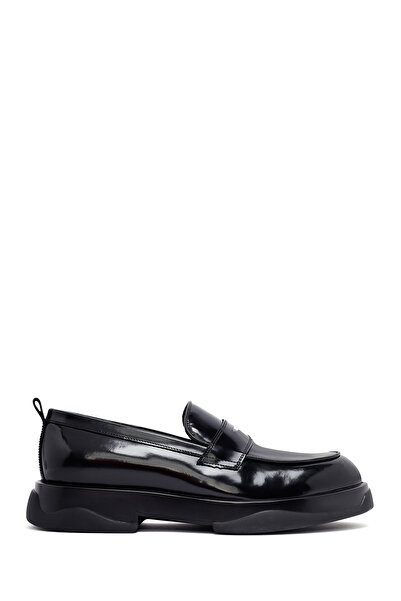 Derimod Men's Black Thick Soled Leather Loafer Wm730006Da