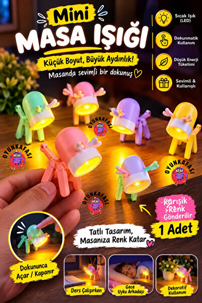 OYUNKAFASI Sevimli Geyik Mini Masa Lambası – Aç Kapa Işıklı Dekoratif Gece La...