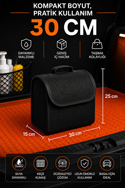 MeyZone 30 CM Araba Bagaj Çantası Oto Halı Bagaj Organizer Alet Eşya Çantası ...
