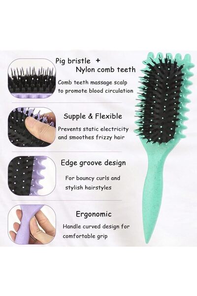 UVZNUMG 1 Piece Curly Hair Brush, Curl Defining Brush (Beige) |   Curly Hair for Reduced Pulling
