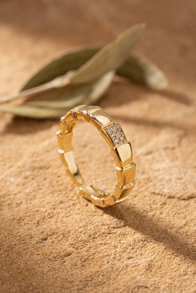 shopwave Gold Color Snake Model Zircon Stone Women's Ring