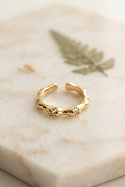 shopwave Gold Color Bone Model Zircon Stone Women's Ring
