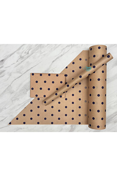 alazpack ambalaj ورق تغليف هدايا كرافت منقط باللون الأزرق الداكن 35x100 سم 5 قطع