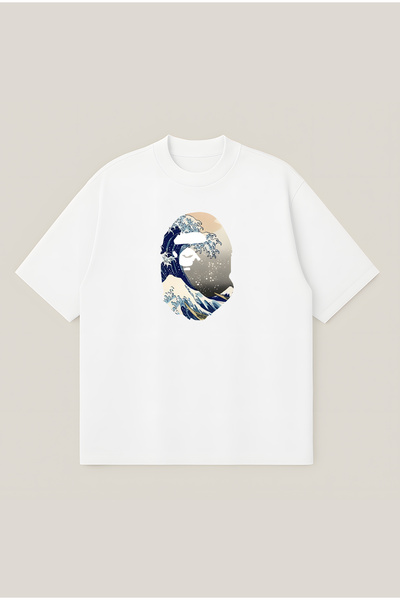 Moon Dancer Winter Bape Printed Oversize Boxy Cut Unisex 100% Cotton Tshirt |...