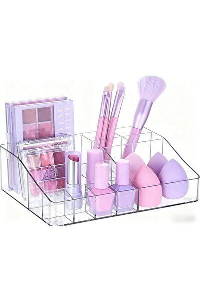 GENERAL Clear Makeup Organizer 1 Shelf 1 Drawer Cosmetic Storage Box for Make...
