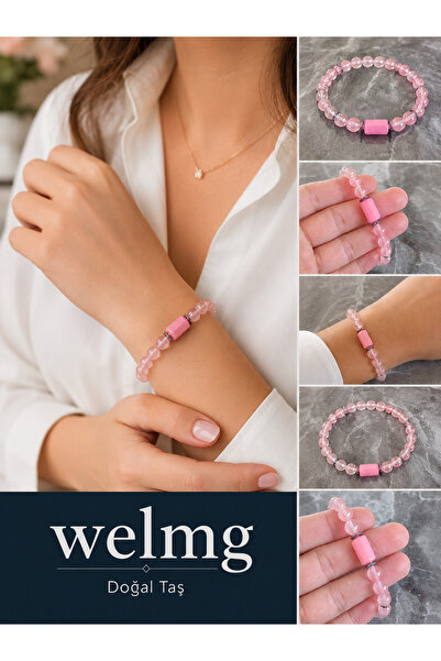welmg Pink Quartz Bracelet - Natural Stone Bracelet