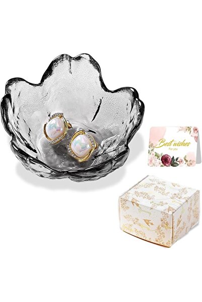 Binoster Glass Jewelry Tray for Rings, Trinket Tray Gifts for Women, Unique B...