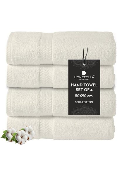 GENERAL Donnetila Cotton Hand Towel, White, 50X90 Cm, 2 Pieces, Super Absorbe...