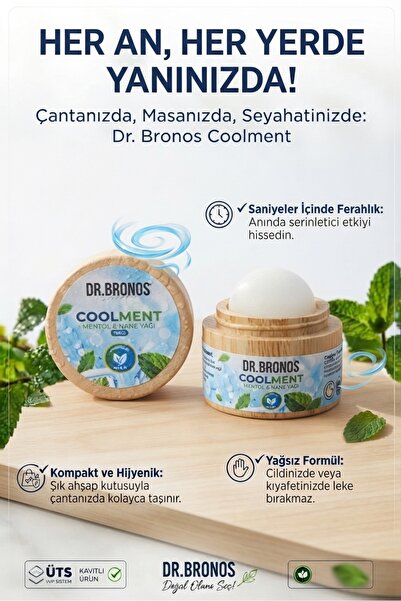 Dr.Bronos Hmd Bitkisel Coolment Doğal Kristal Mentol Taşı - Baş, Şakak, Boyun ve Ense İçin Ferahlatıcı ve Rahatlatıcı Bakım Taşı (Nane Yağı Özlü)
