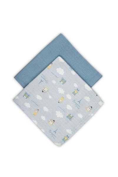 CANPOL babies Muselina pentru infasare nou-nascuti 70x70 cm BONJOUR PARIS, 2 buc 26/901_blu
