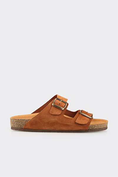 Elle Shoes Taba Deri Erkek Terlik