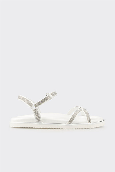 Elle Shoes Beyaz Deri Kadın Sandalet