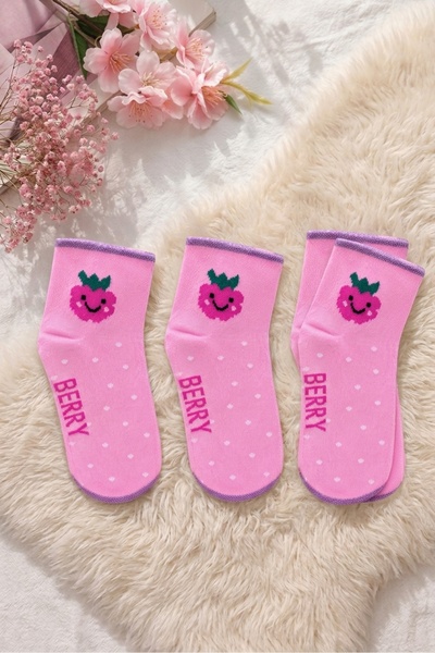 PANİVUE Girl's Colorful Daily Patterned Perfumed College Socks