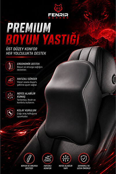 Fenrir Garage Premium Araç İçi Boyun Destek Yastığı – Hafızalı Sünger Ergonom...