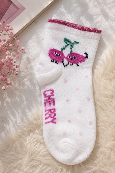 PANİVUE Girl's Colorful Daily Patterned Perfumed College Socks