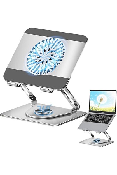 GENERAL حامل لابتوب مع مروحة تبريد بقاعدة دوارة 360 درجة من اكسين، حامل لابتو...