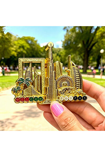 NUJET R527 Metal refrigerator stereo relief Burj Khalifa Sailing Hotel commem...
