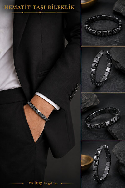 welmg Hematite Stone Bracelet - Pyramid Hematite Bracelet