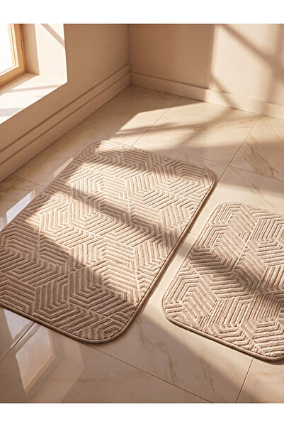 LC Waikiki Rmz Gi̇yi̇m Farkiyla Geometric Embroidered Bath Mat Set of 2