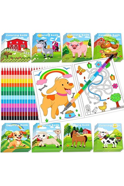 GENERAL 24 Farm Coloring Pages + 24 Crayons Stacking Set, Complete Set for Pa...