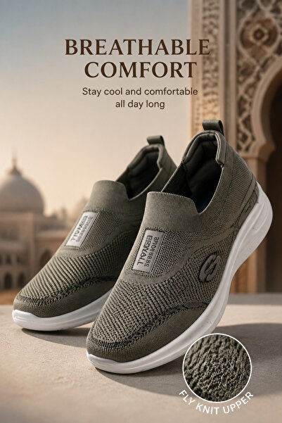 Generic Brand Men Slip‑On Knit Mesh Casual Shoes, Platform Cushioned Lightwei...