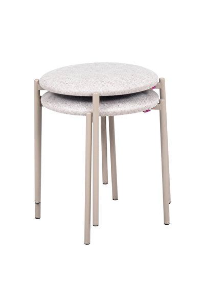 VİLİNZE Nil Metal Ayak İstiflenebilir Mutfak-Balkon Taburesi (2 Adet)