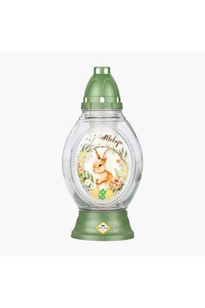 LCA Candela din Sticla cu Motiv Pascal, Iepure, Multicolor