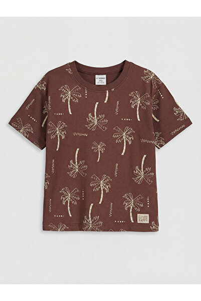 LC Waikiki Two Mt Shop Quality Oval Collar Palm Tree Printed Boys' T-Shirt