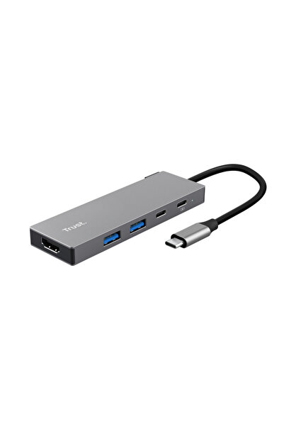 Trust Hub USB Dalyx USB-C, 5 porturi, HDMI, Gri